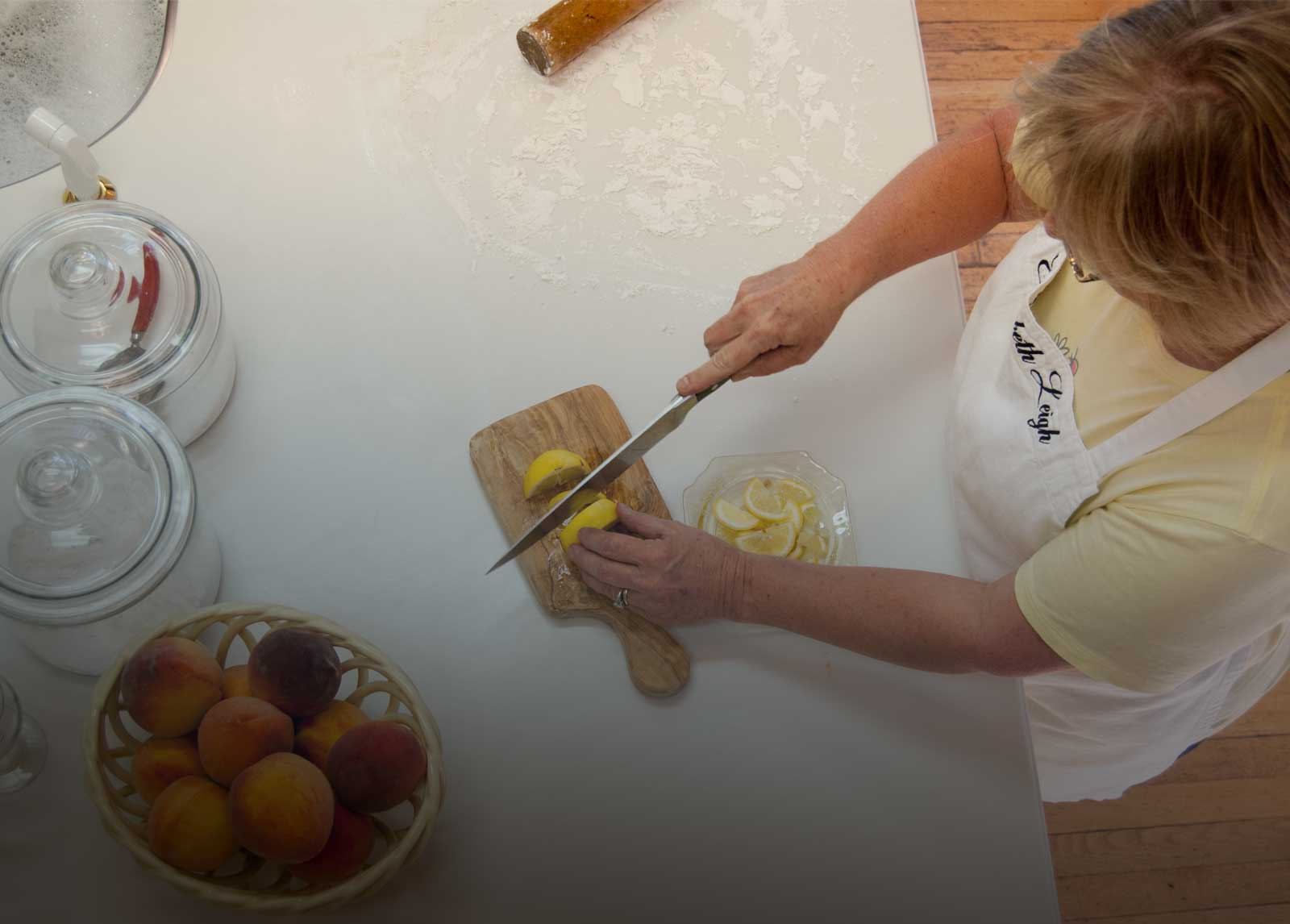 Breakfast being prepared in the inn's kitchen